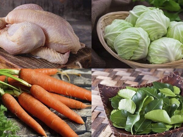 Nguyên liệu cho món gỏi gà