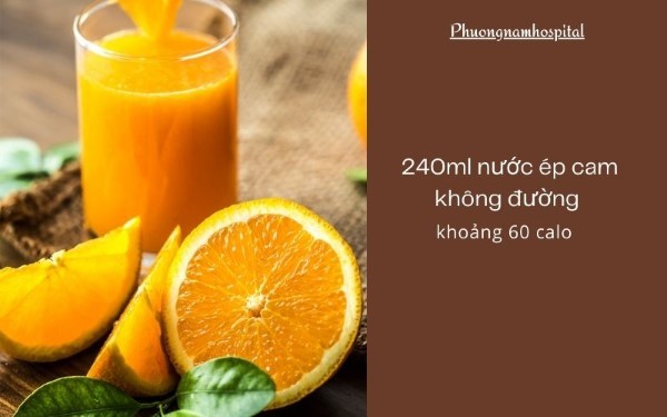 Nước cam không đường bao nhiêu calo?